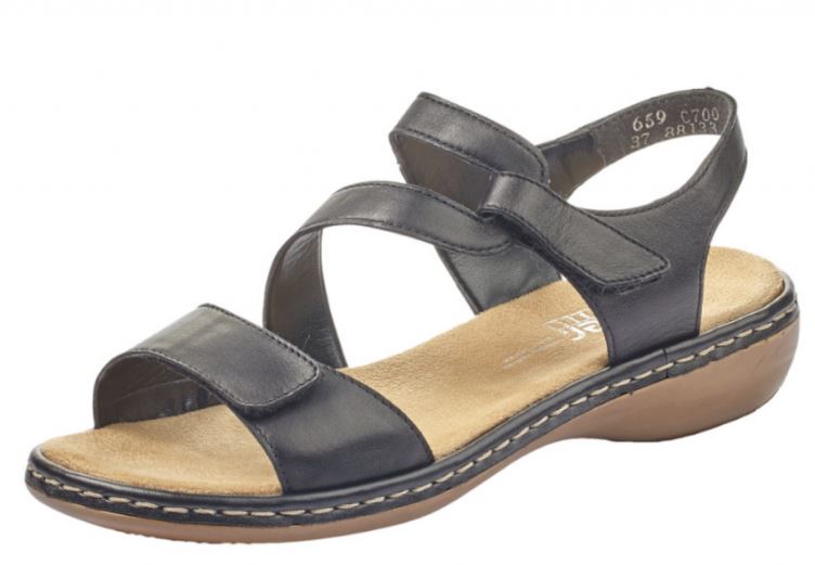 Rieker 659C7-00 sort sandal